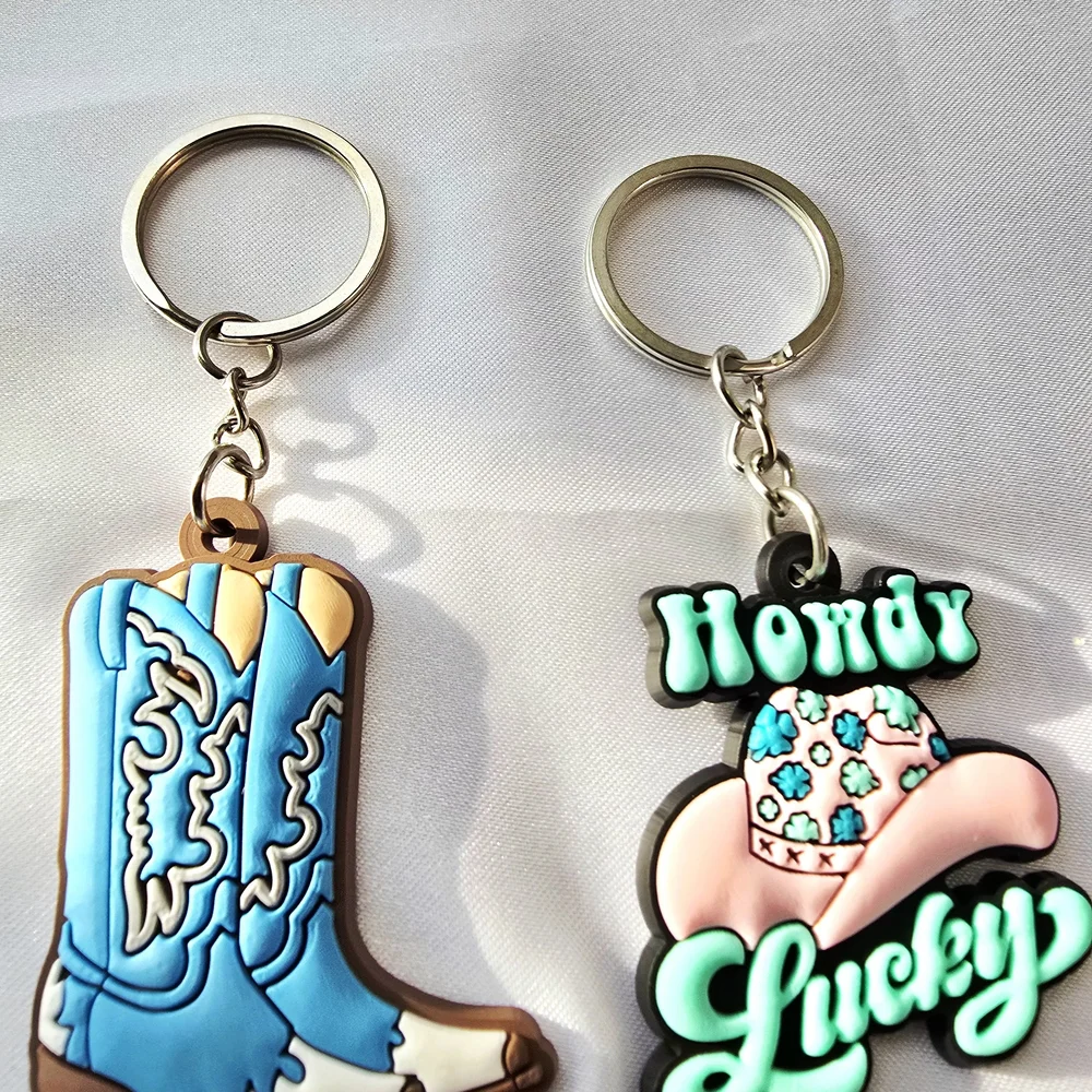 Cowboy Boot & Howdy Lucky Keychain‎ Set — Blue and Pink